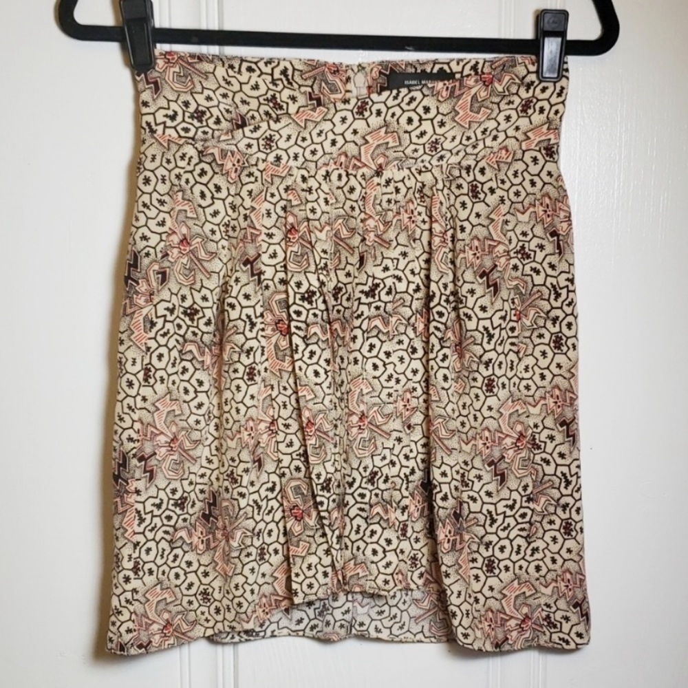 Isabel Marant mixed print pleated mini skirt - Picture 4 of 6